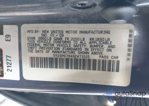 2009 Pontiac Vibe z USA, uszkodzony, nr VIN 5Y2SP67849Z471015